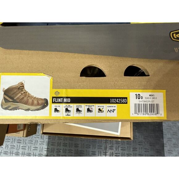 KEEN Flint Mid Steel Toe Utility Boots Shiitake/Rust Men’s 10D - Picture 11 of 11